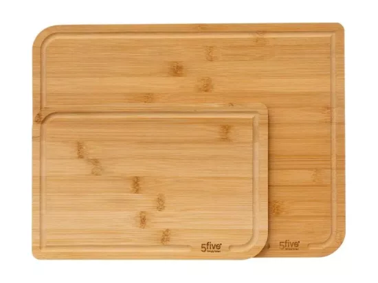 Lot de 2 planches à découper en bamboo - Beige - 35 x 25 cm