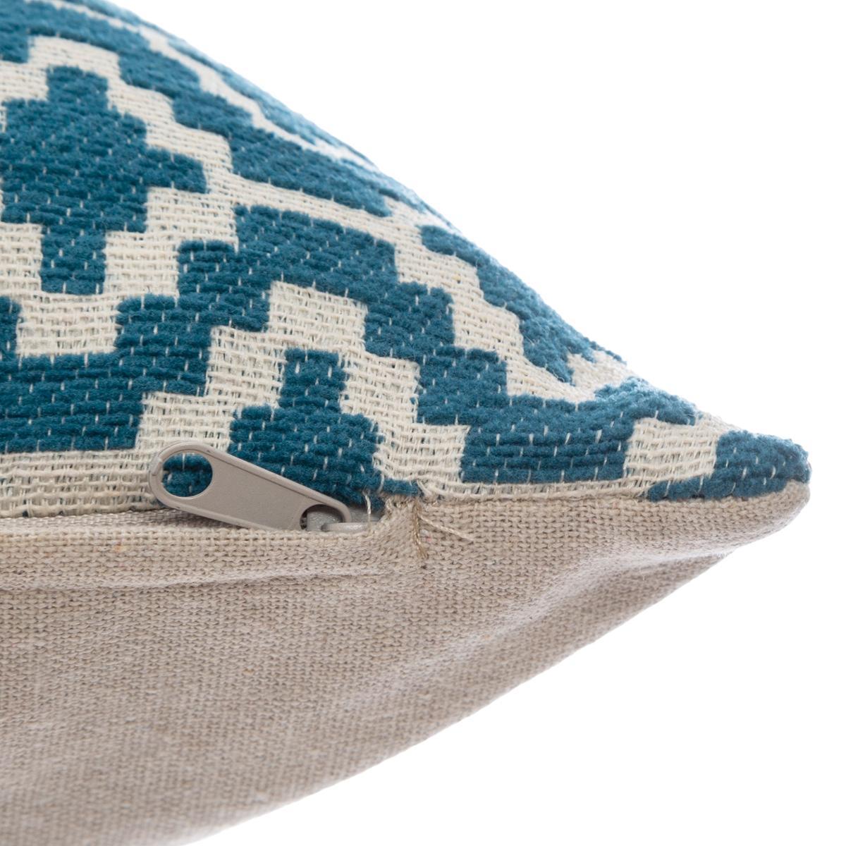 HOUSSE COUSSIN CHENILLE ETHNIQUE BLEU 40X40CM