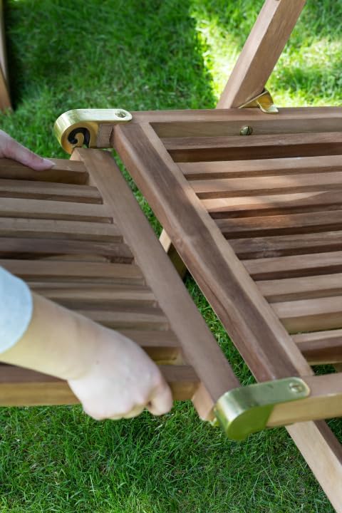 Gartenmöbelset Teak Deckchair Yacht & Beistelltisch Verwood 2er Set | 2X Gartenliege Massivholz verstellbar | Premium Relaxliege Teakholz | Yachtmöbel Sonnenliege Set Outdoor