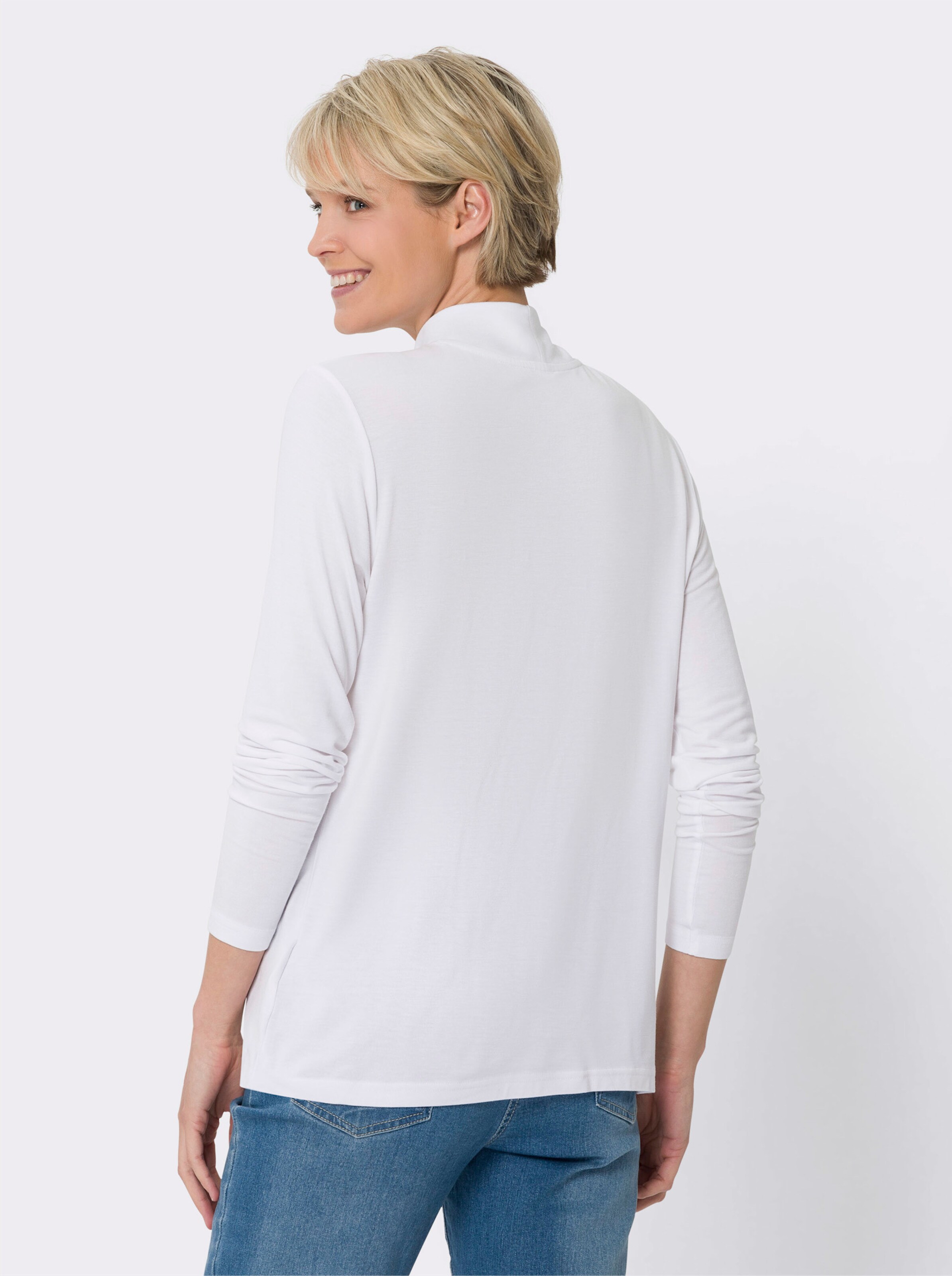 Stehkragenshirt in Viskose-Qualität