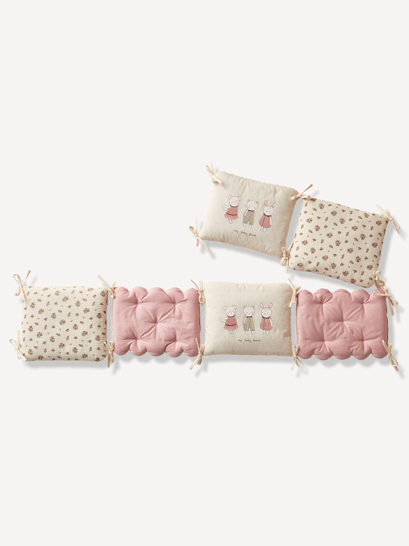 Protetor de cama modular/cercadinho Loft bege claro liso com motivos