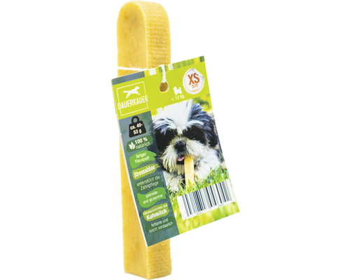 Hondensnack, langdurige kauwsnack, XS op melkbasis, 1 stuk ca. 40 g, gebitsverzorging, stressverlichting voor honden tot 10 kg, kauwspeeltje, kaaskauwbot