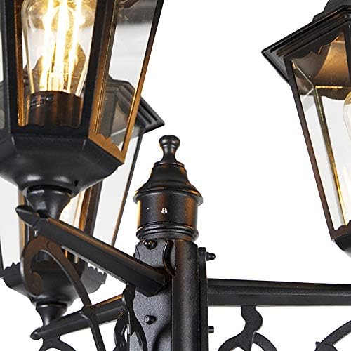 Qazqa - Klassisch I Antik Außenlaterne schwarz 220 cm 3-flammig IP44 - Havanna I Außenbeleuchtung - Aluminium Länglich - LED geeignet E27