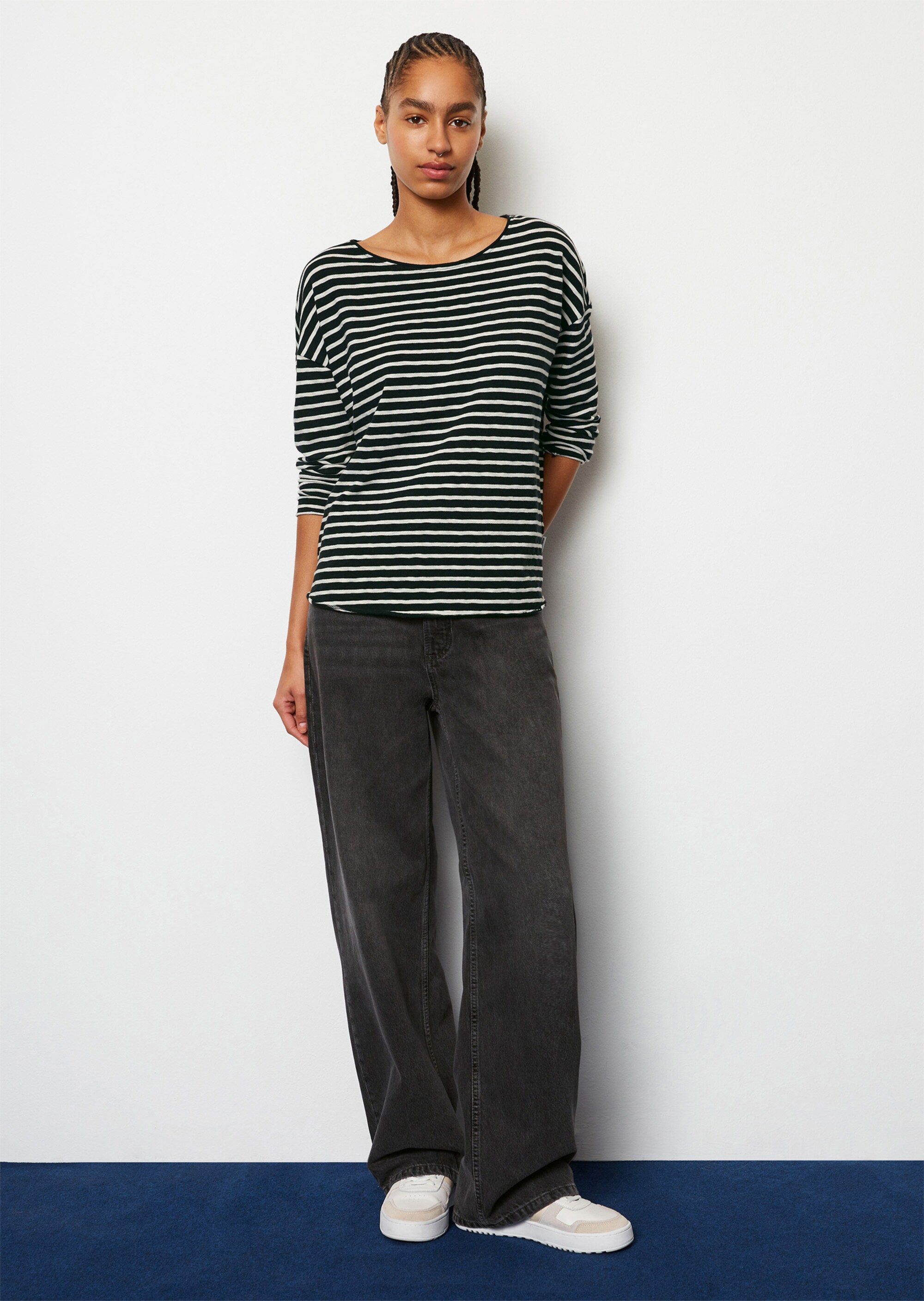 Gestreiftes Longsleeve oversize aus Heavy-Cosy-Slub-Jersey