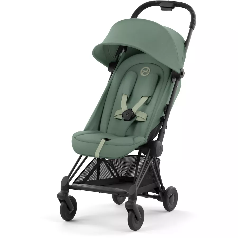 cybex PLATINUM Buggy Coya Matt Black Leaf Green inklusive Babyschale Cloud T I-Size Plus Leaf Green und Adapter