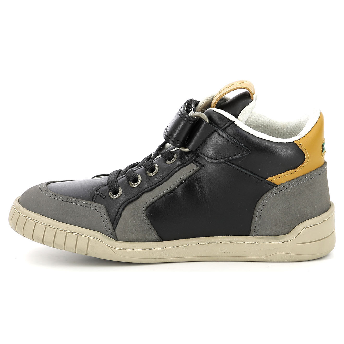 Kickers Baskets en Cuir Wincky Cdt gris/noir/jaune