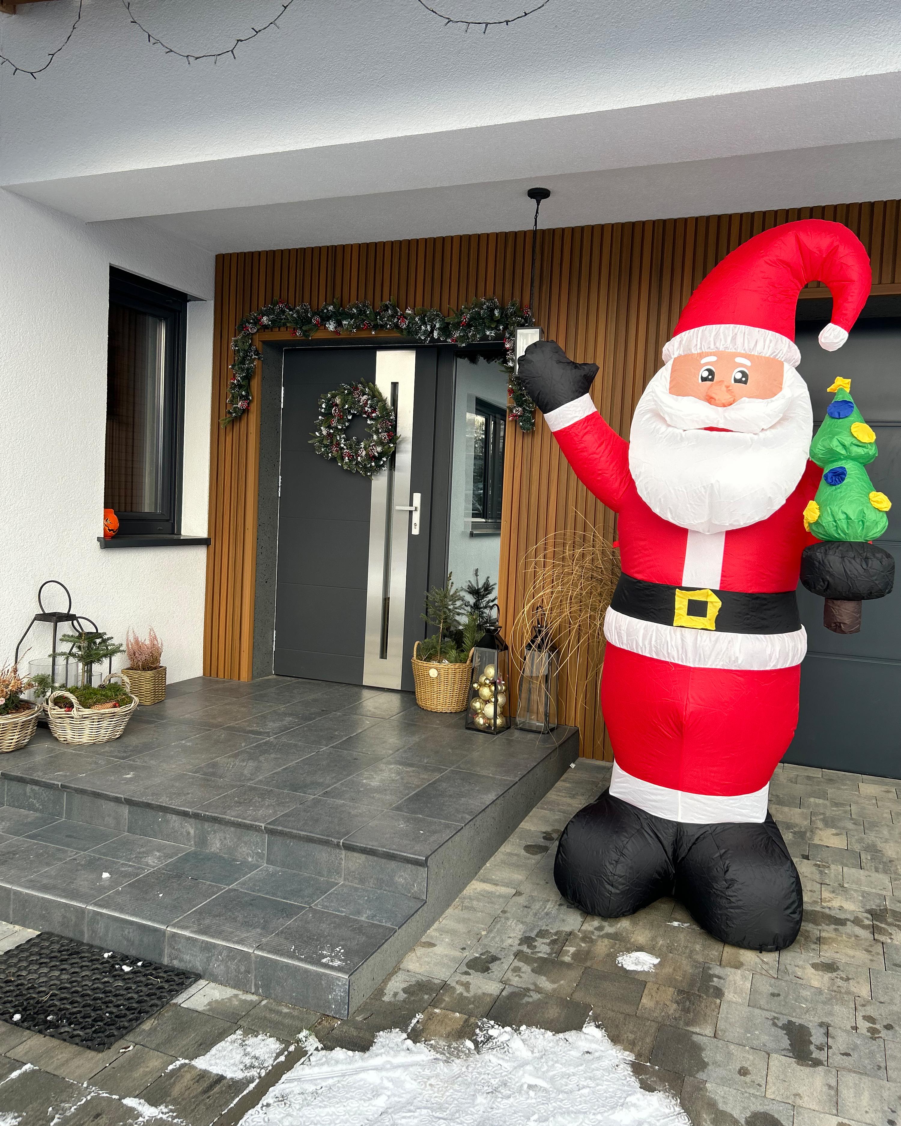 Opblaasbare buitendecoratie LED IVALO Kerstman 225 cm Rood