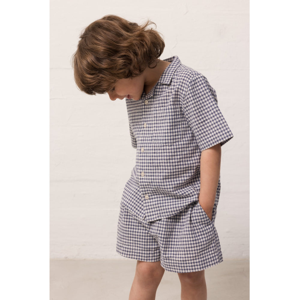 Køb MarMar Cotton Linen Marine Check Pinon Shorts