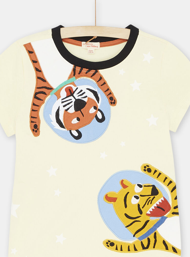Pyjama beige et orange à motifs tigres garçon