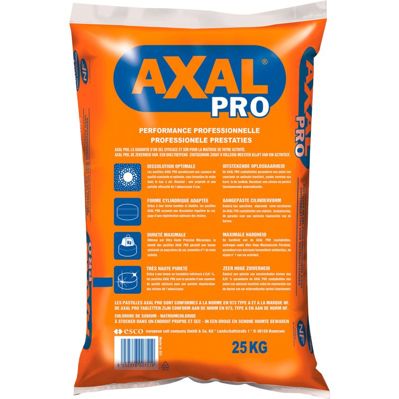 Sel adoucisseur d'eau Axal - Sac de 25 kg