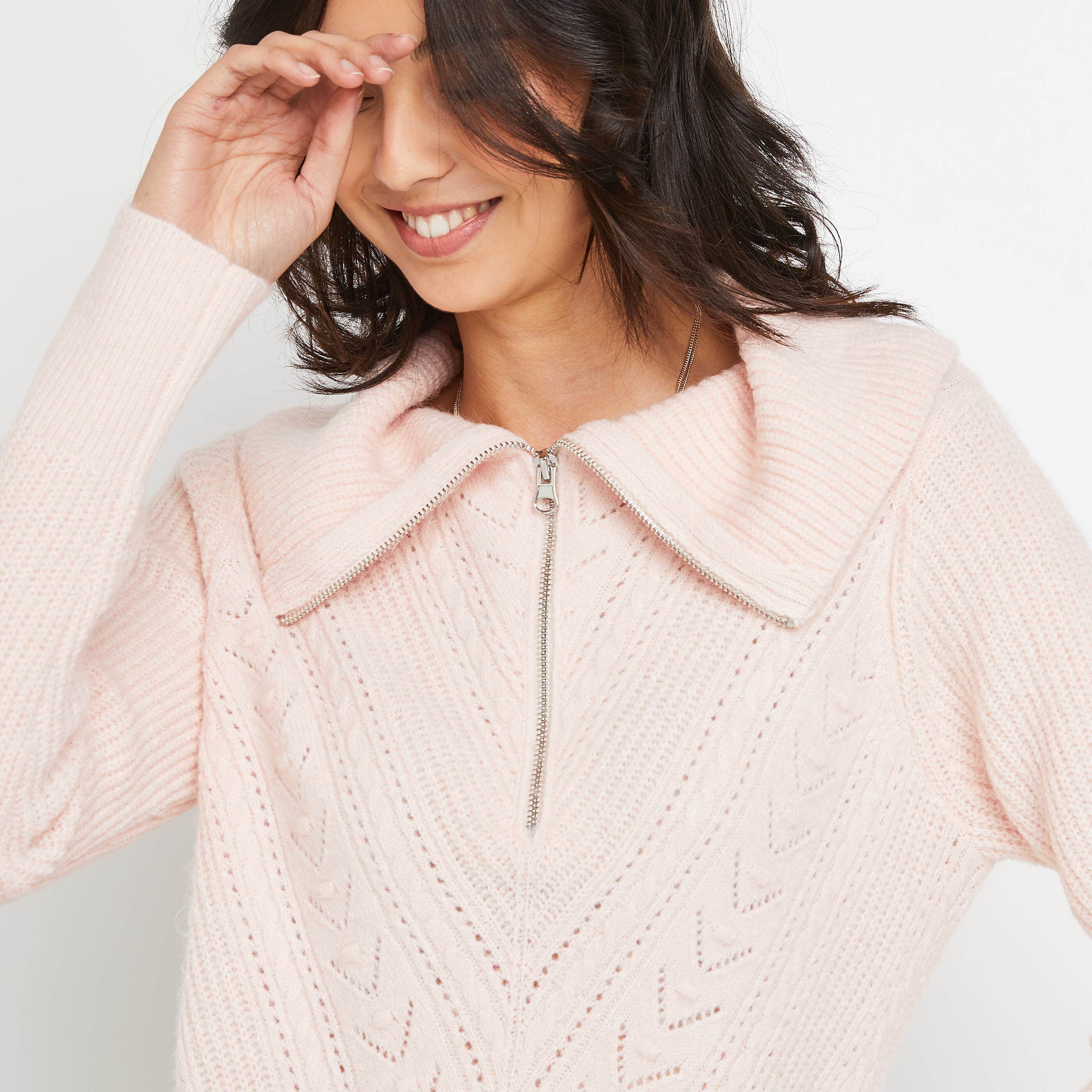 Pull col camionneur uni femme - ROSE
