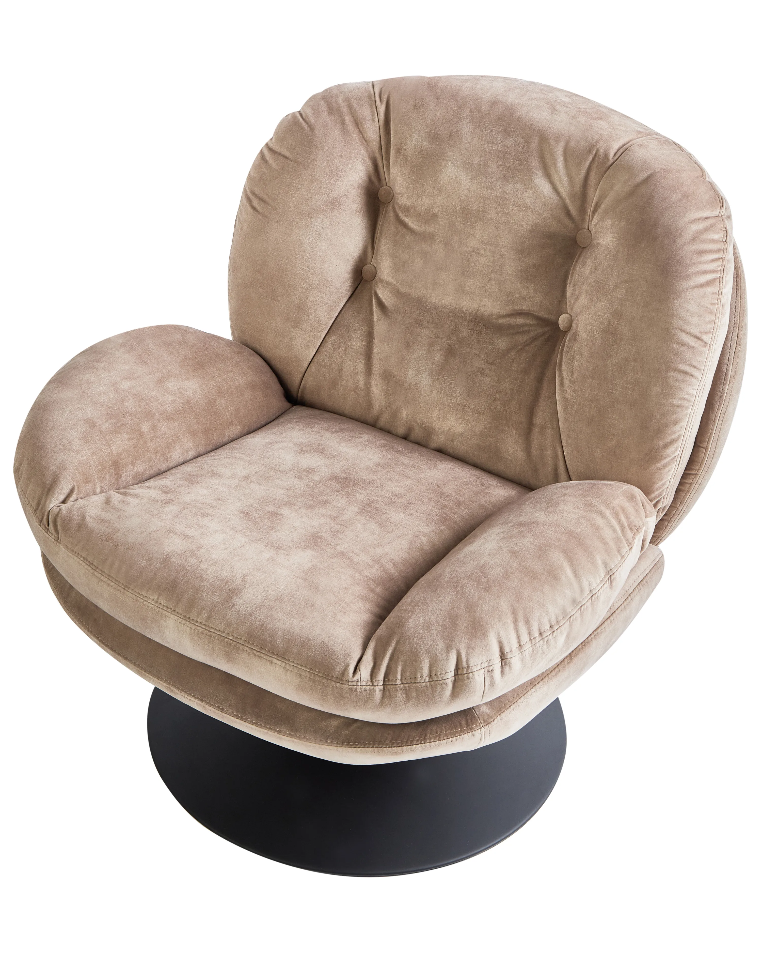Draaifauteuil NOLVIK Fluweel Zandbeige