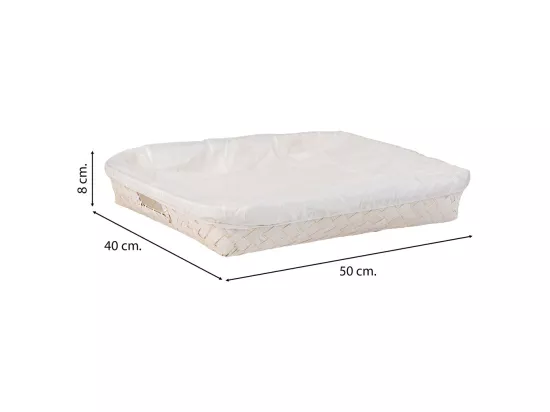 Plateau en bambou doublé blanc 50x40x8h