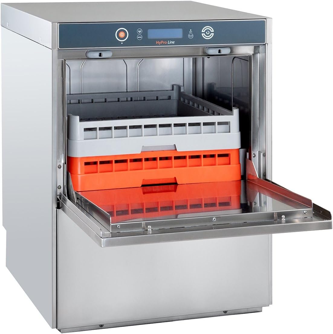 Geschirrspülmaschine HYPRO-GSM54SLE | Korb 50×50 cm | Gastro Geschirrspüler | Reiniger- & Klarspüldosierer | Ablauf- & Drucksteigerungspumpe | Enthärter | 400 V | Edelstahl | Made in Europe
