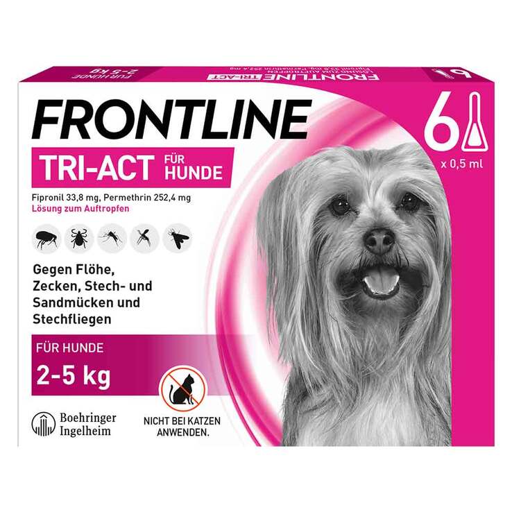 FRONTLINE TRI-ACT gegen Zecke, Floh und fliegende Insekten bei Hunden (2-5kg), 6 St