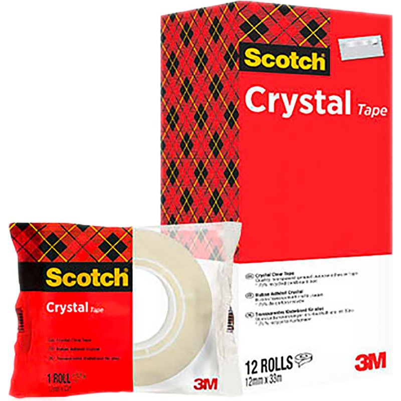 Pack 12 rubans adhésifs Scotch Crystal transparent - Largeur 19 mm x longueur 33 m + 2 OFFERTS = Pour l'achat d'un pack de 12 rubans, 1 sachet de M&M OFFERT