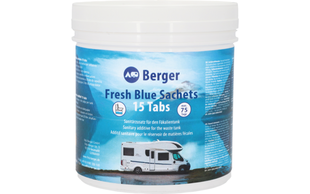 Berger Sanitär Set 3-teilig inkl. Fresh Blue Sachets + Fresh Rinse 2,5 l + WC Soft Toilettenpapier