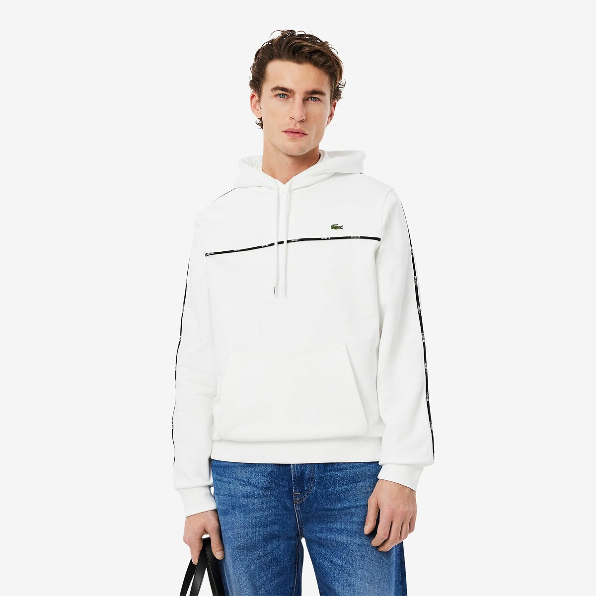 LACOSTE<br>Moletom com capuz e detalhes em viés Lacoste