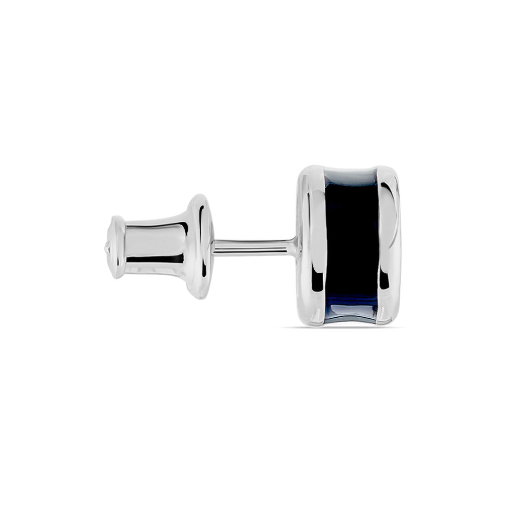 Boucle D'oreille Puce Unitaire Maurus Argent Blanc Email