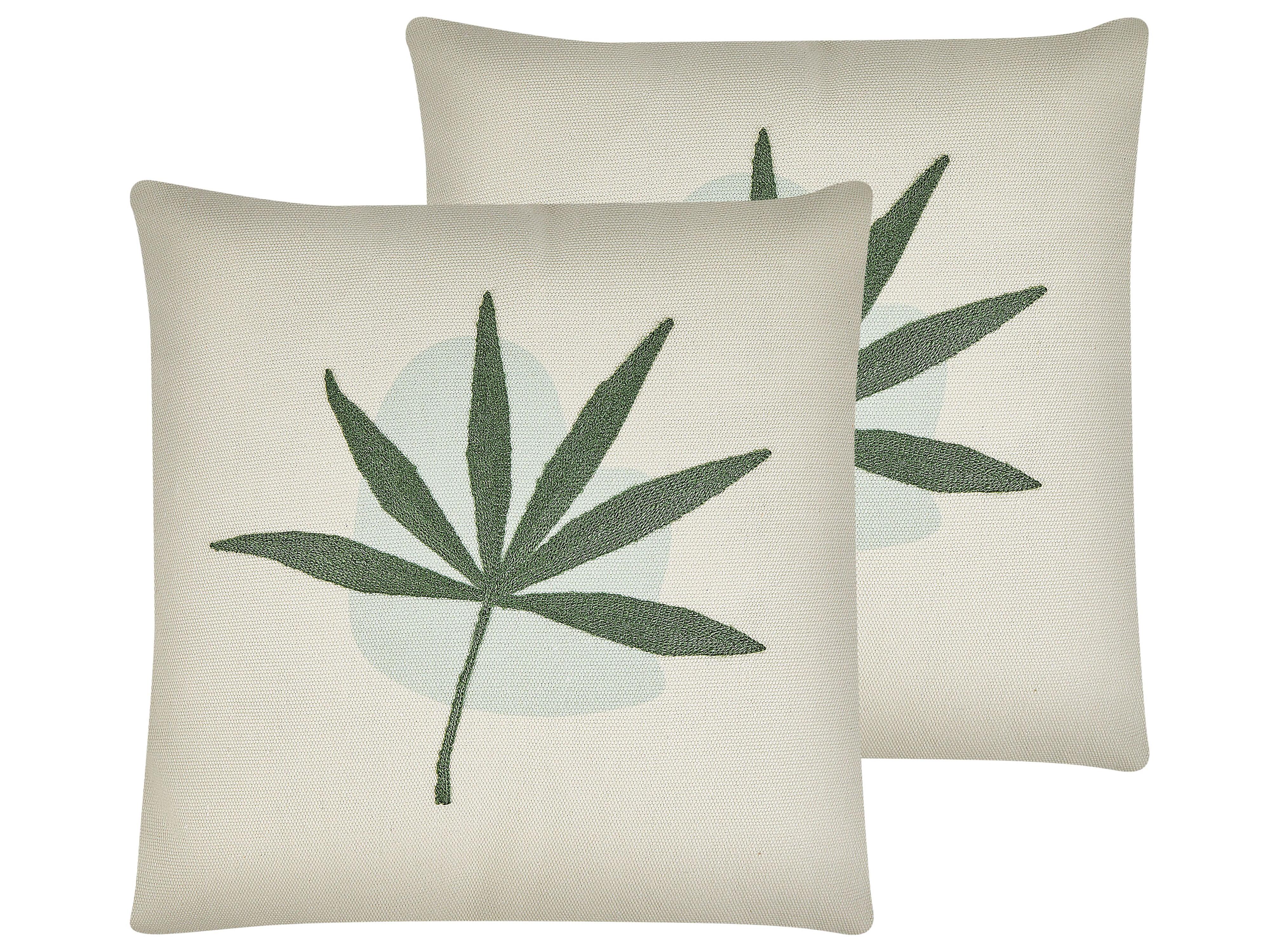 Set van 2 sierkussens DAVALLIA 45 x 45 cm Groen bladpatroon