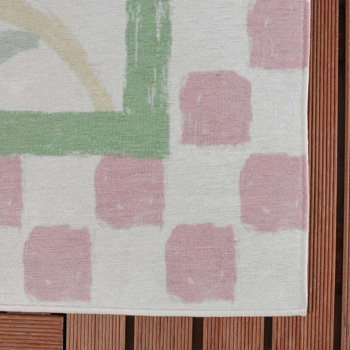 Buitenvloerkleed - Oasis Leaves Roze/Groen | OEKO-TEX & Wasbaar