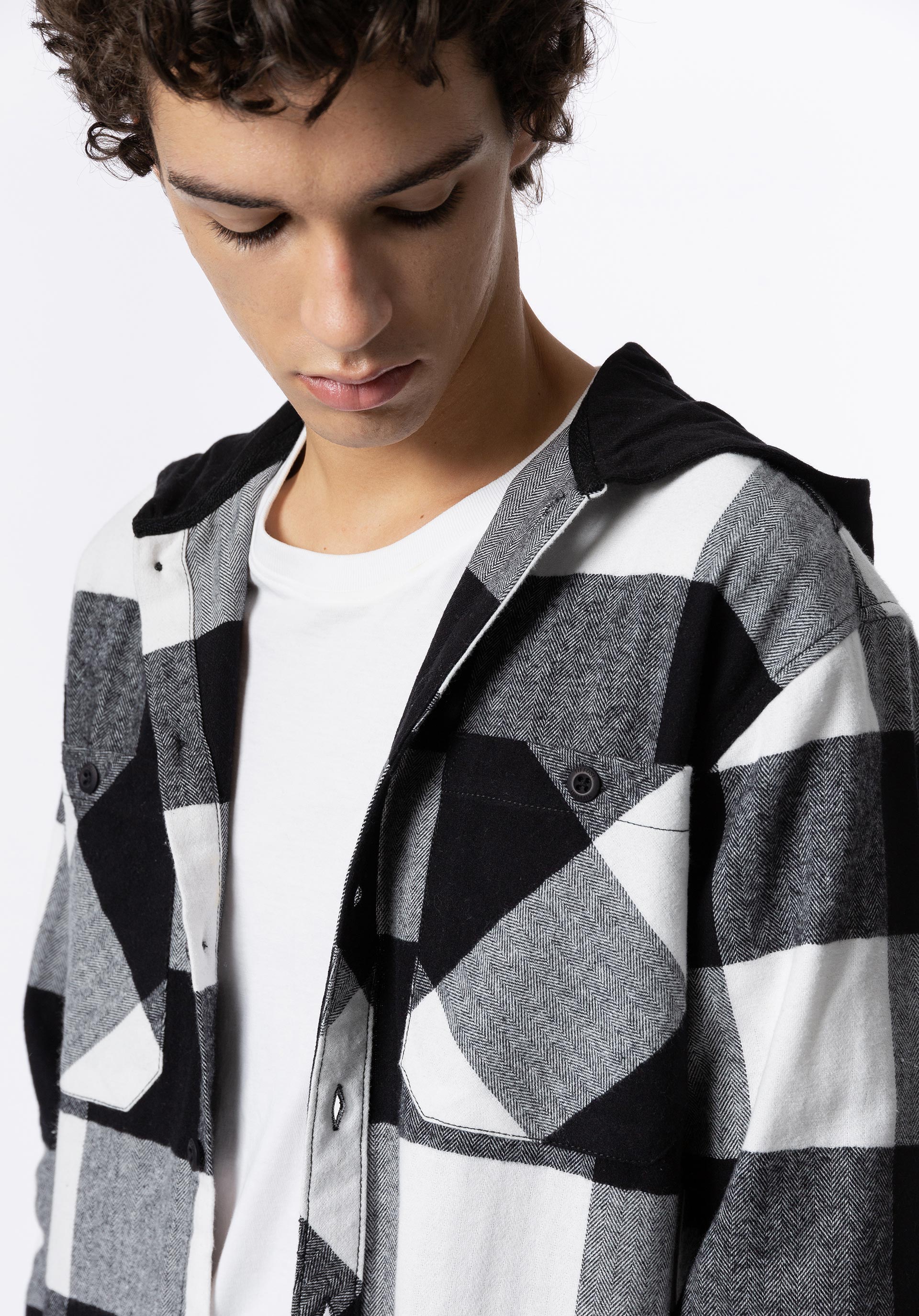 Camisa Overshirt Xadrez com Capuz
