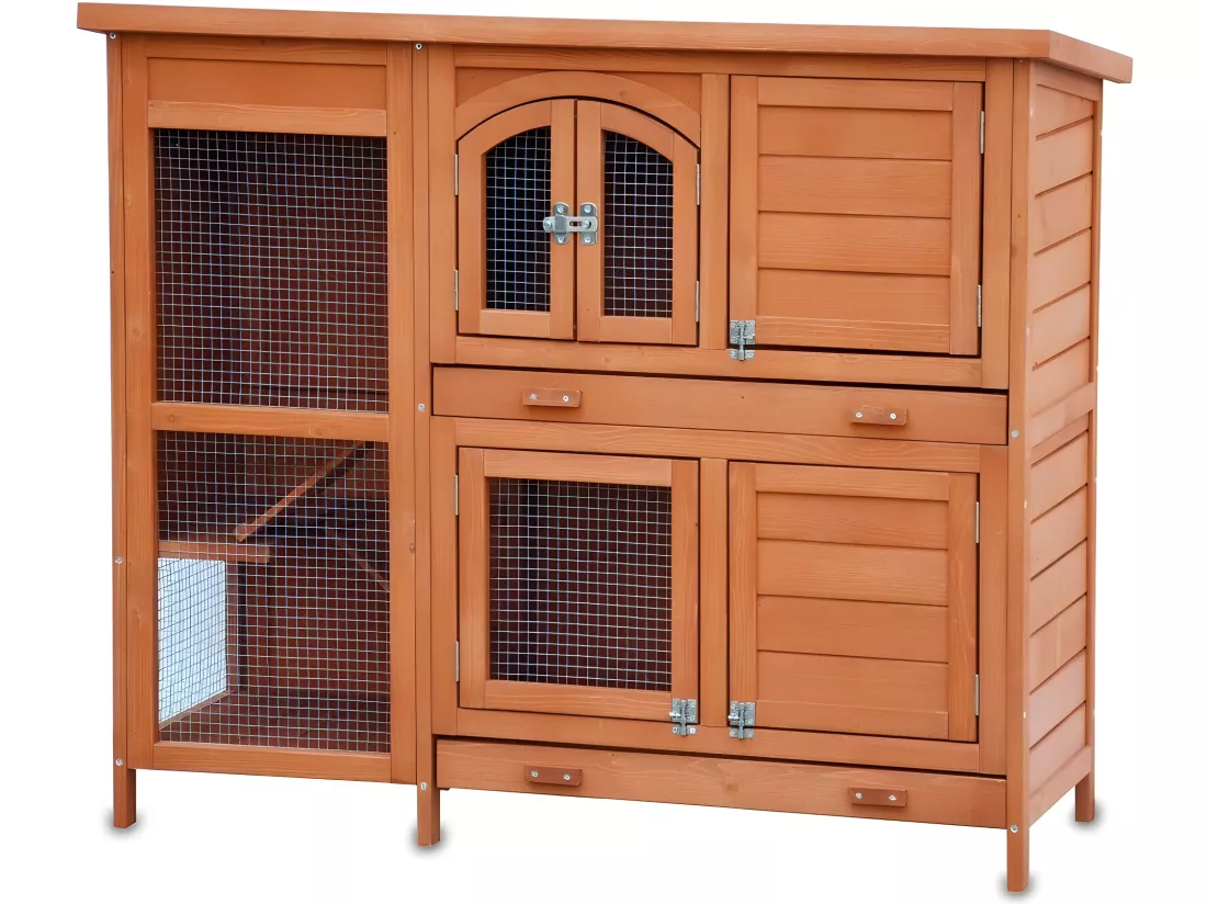 Cage Clapier pour lapins 122x42,5x104 cm Modèle- Miette 082 marron