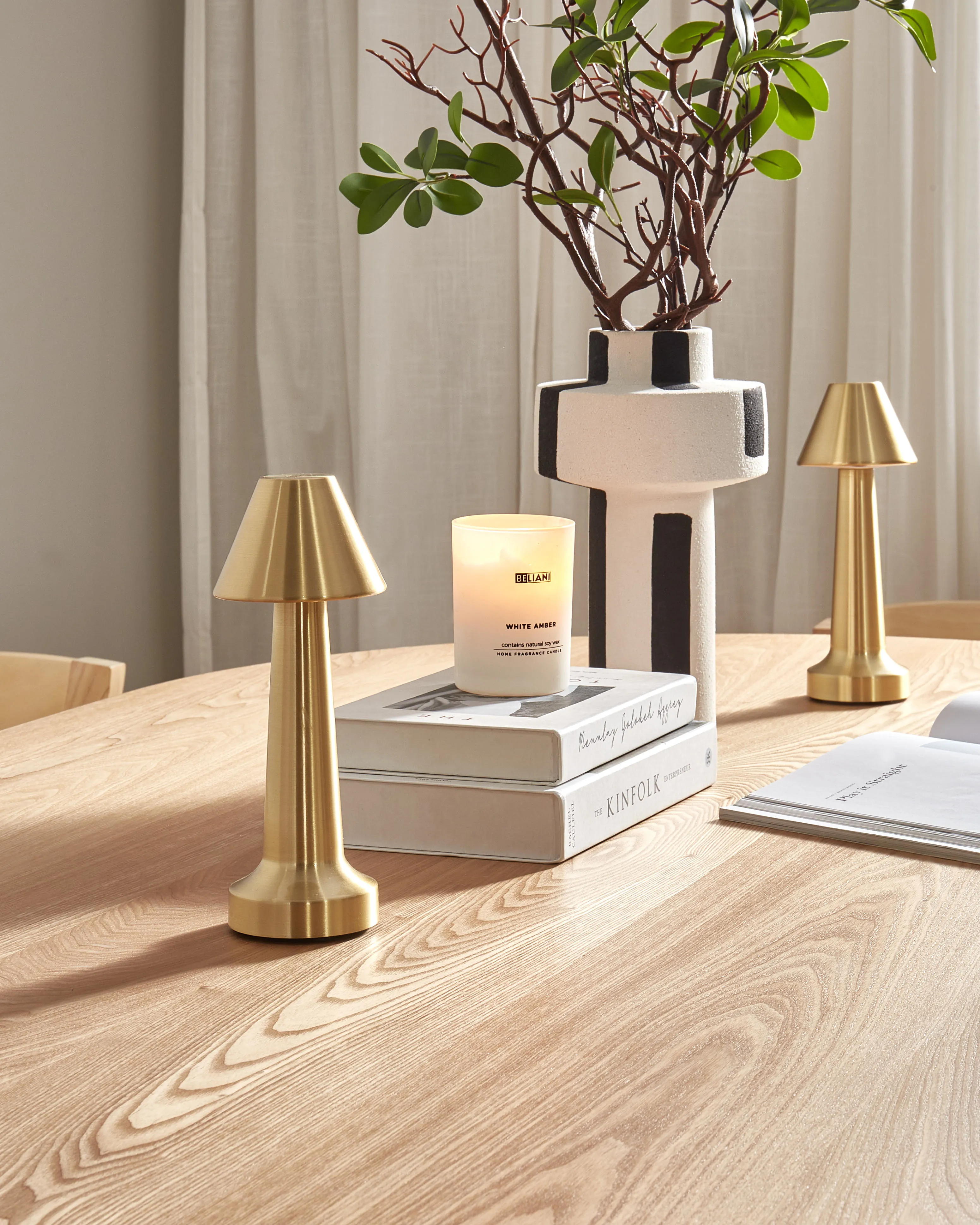 Set van 2 draadloze LED tafellampen JOANES met dimmer Metaal Goud