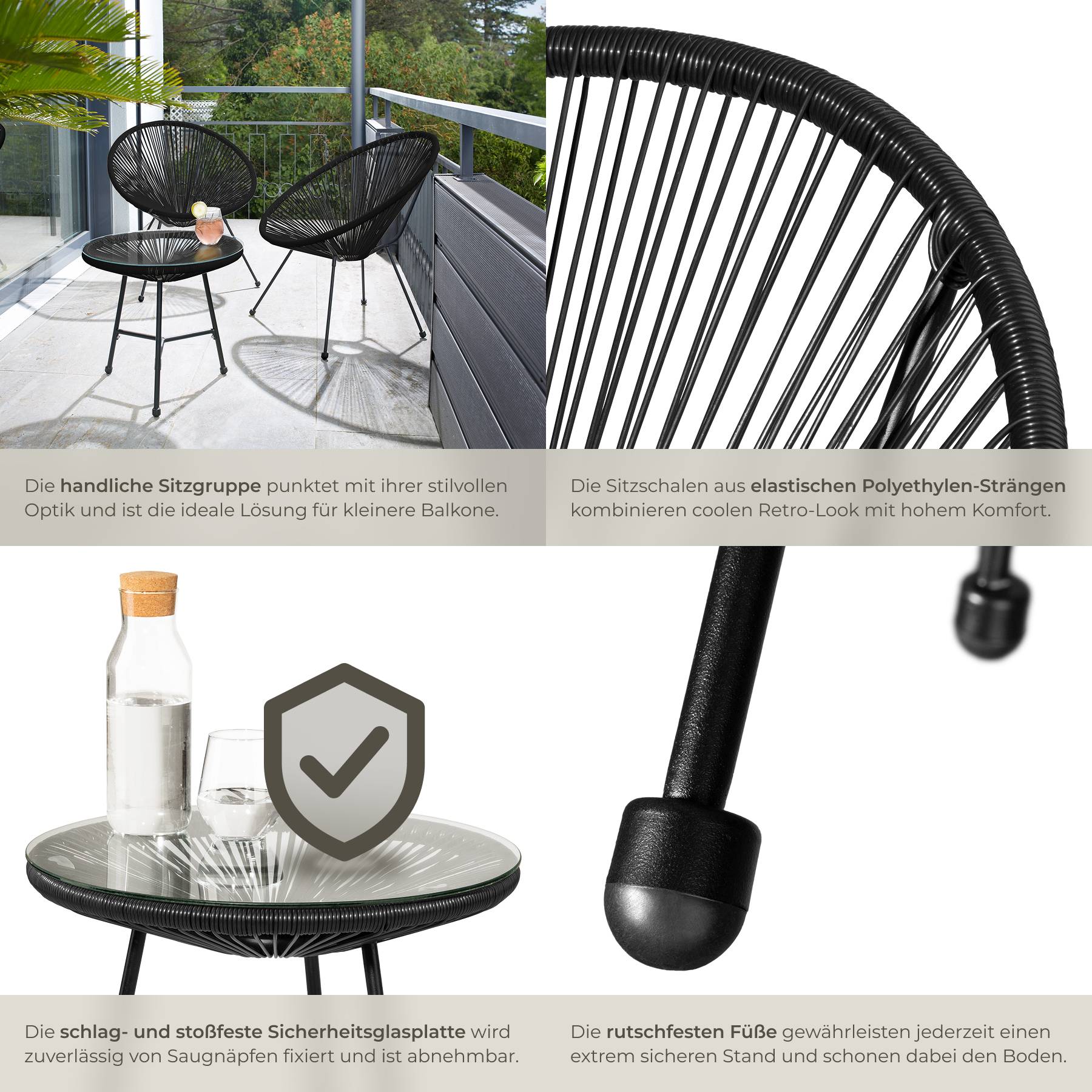 2 Gartenstühle Santana mit Tisch