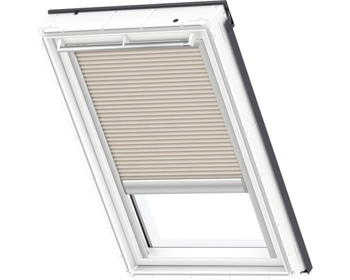 VELUX honingraat plisségordijn, effen beige, op zonne-energie, FSC C02 1155S
