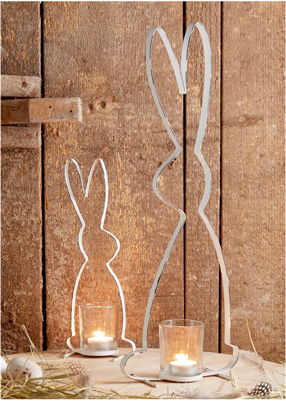 Porte-bougie chauffe-plat en forme de lapin (Ens. 2 pces.)