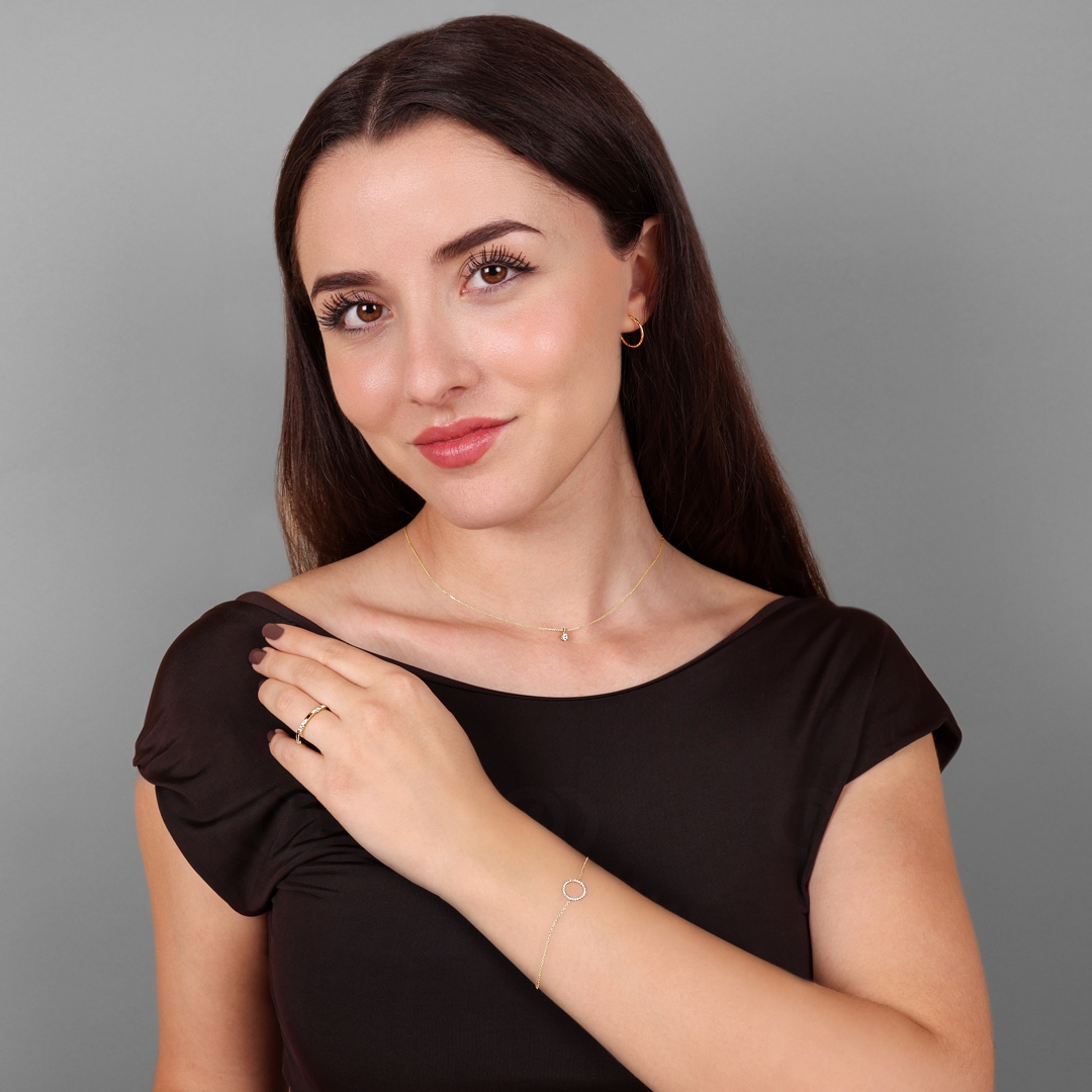 Armband 750/18 K Roségold mit Diamanten 0.09 ct H/si