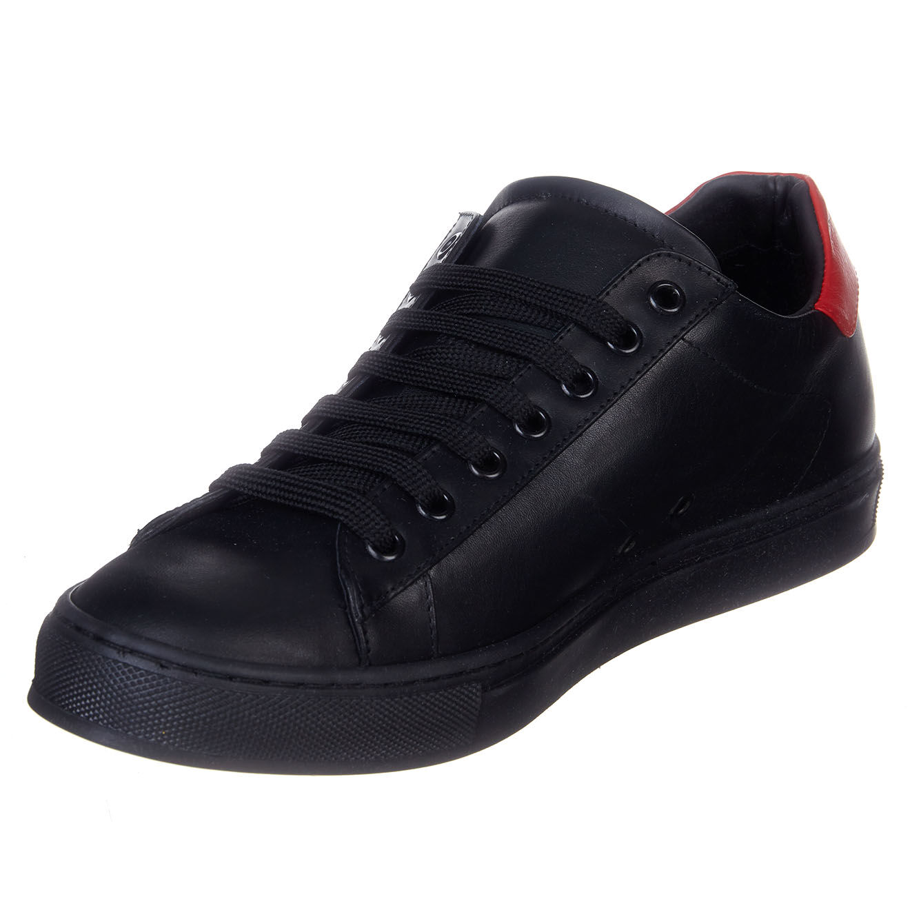 Castelbajac Baskets en Cuir noir/rouge