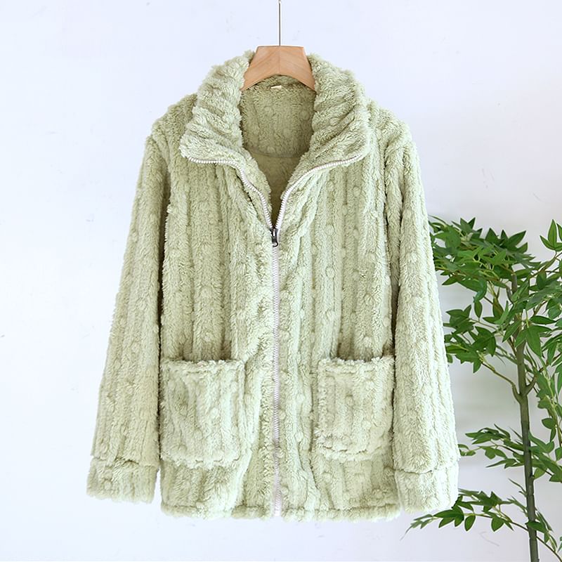 MelMount - Fleece pyjamajas met kraag en effen kleur