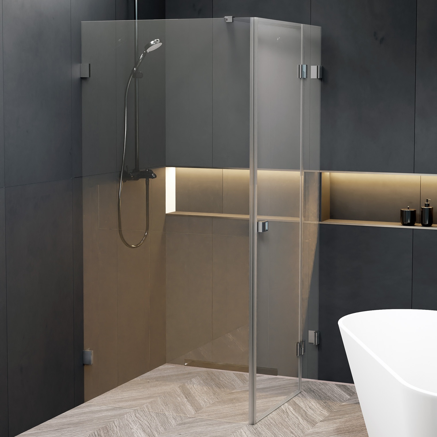Riho Scandic X203 douchecabine rechts 100x100cm chroom