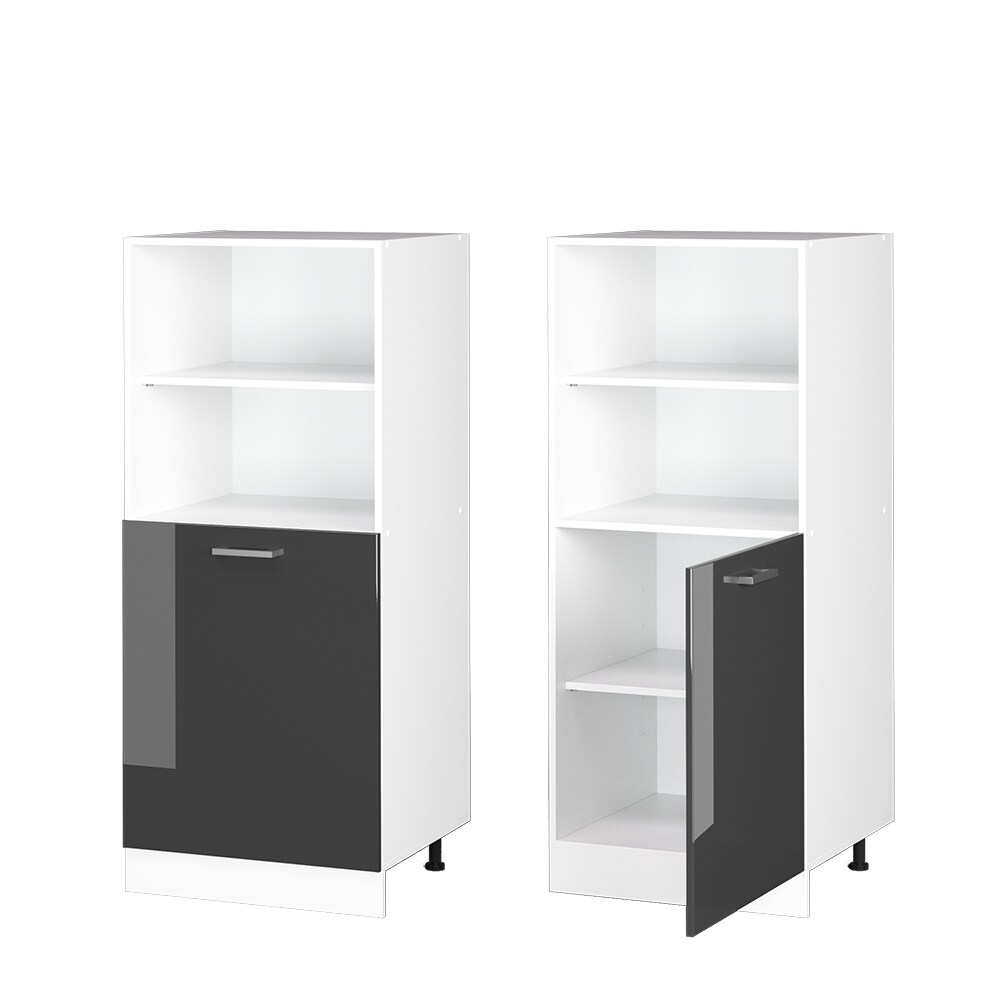 Vicco Backofenumbauschrank Küchenschrank Küchenzeile R-Line 60 cm Weiß Anthrazit kleine Tür Hochglanz