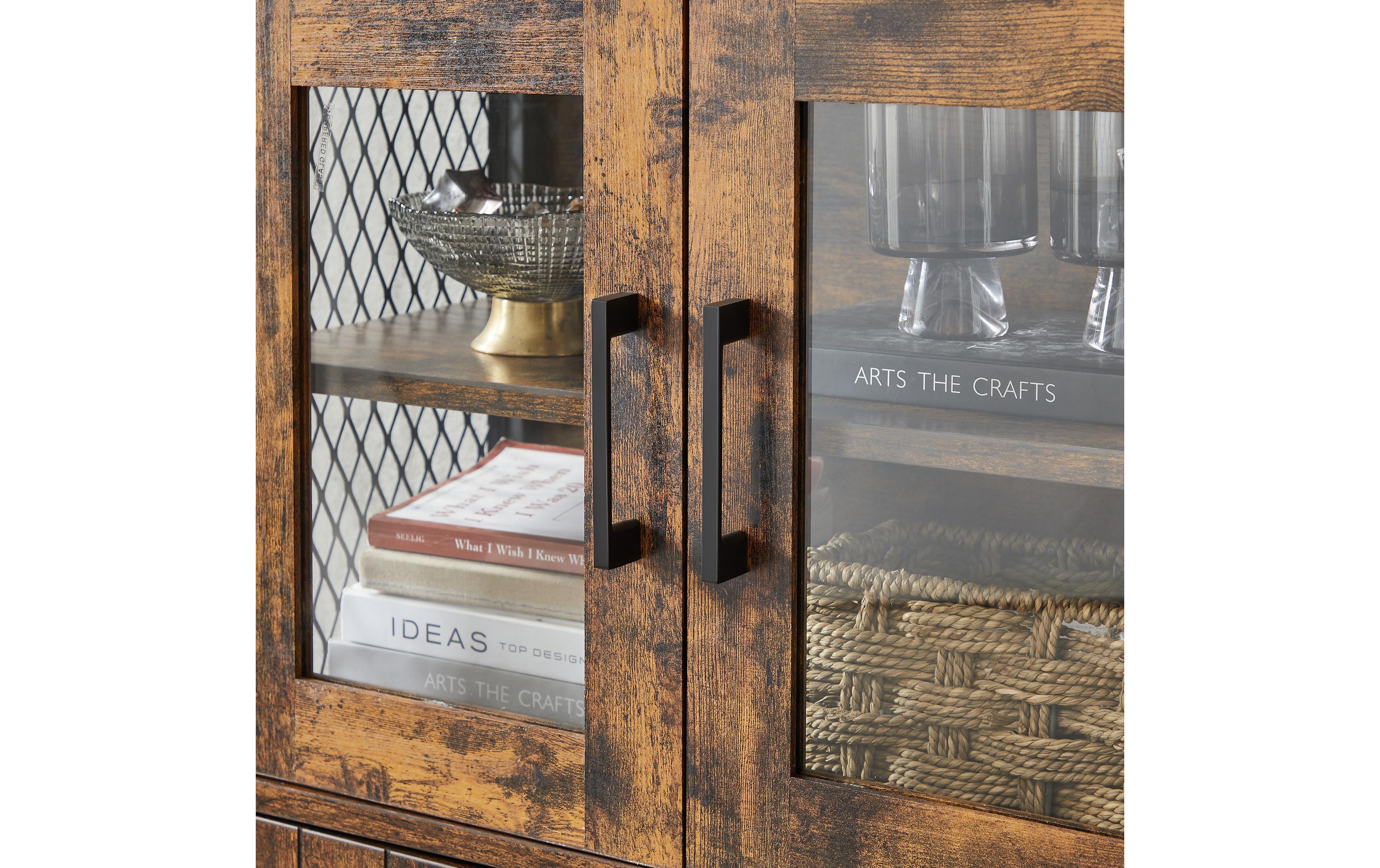 Kommode mit Türen aus Glas 60 x 108 cm, Braun/Schwarz<br>Sideboard