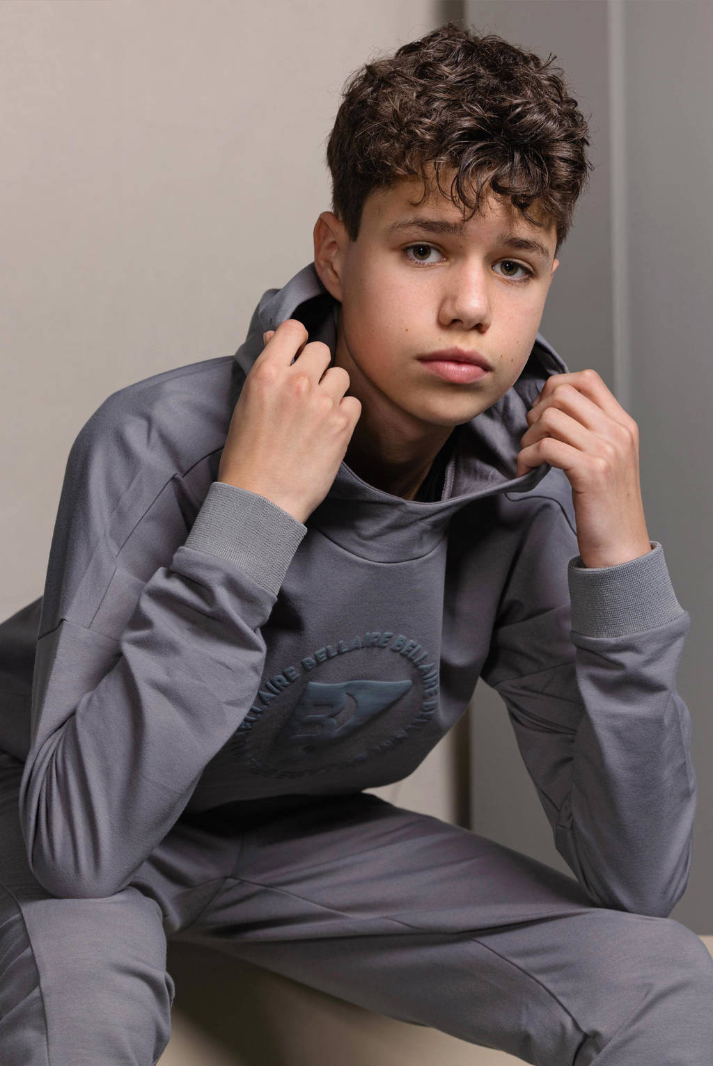 Bellaire hoodie met logo grijs