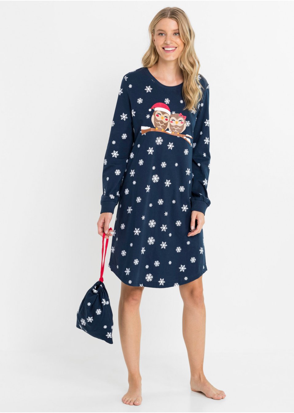 Chemise de nuit avec pochon cadeau en coton