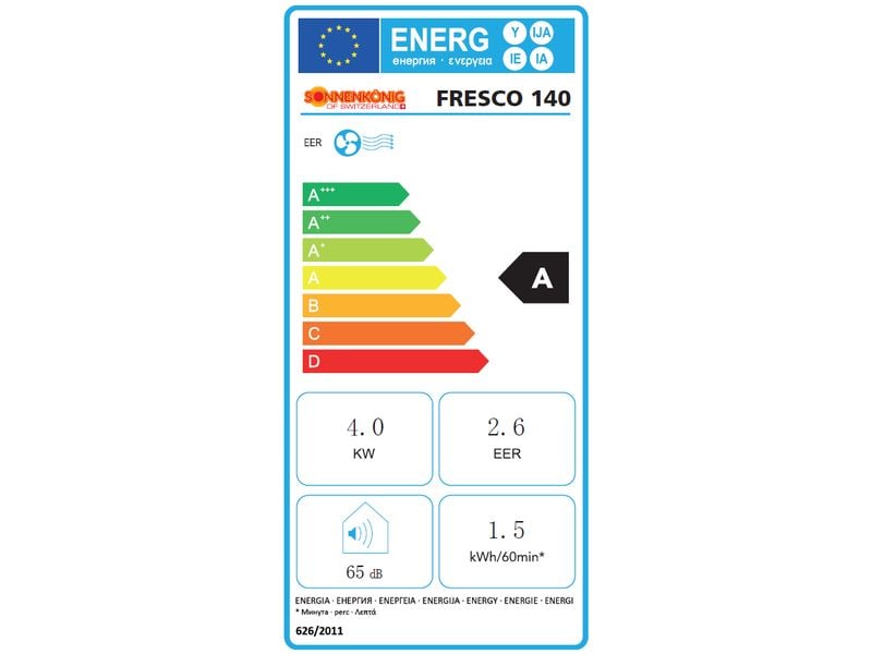 Sonnenkönig Klimagerät Fresco 140 (130 m³) Mobile Klimaanlage mit einer Kühlleistung von 14000 BTU
