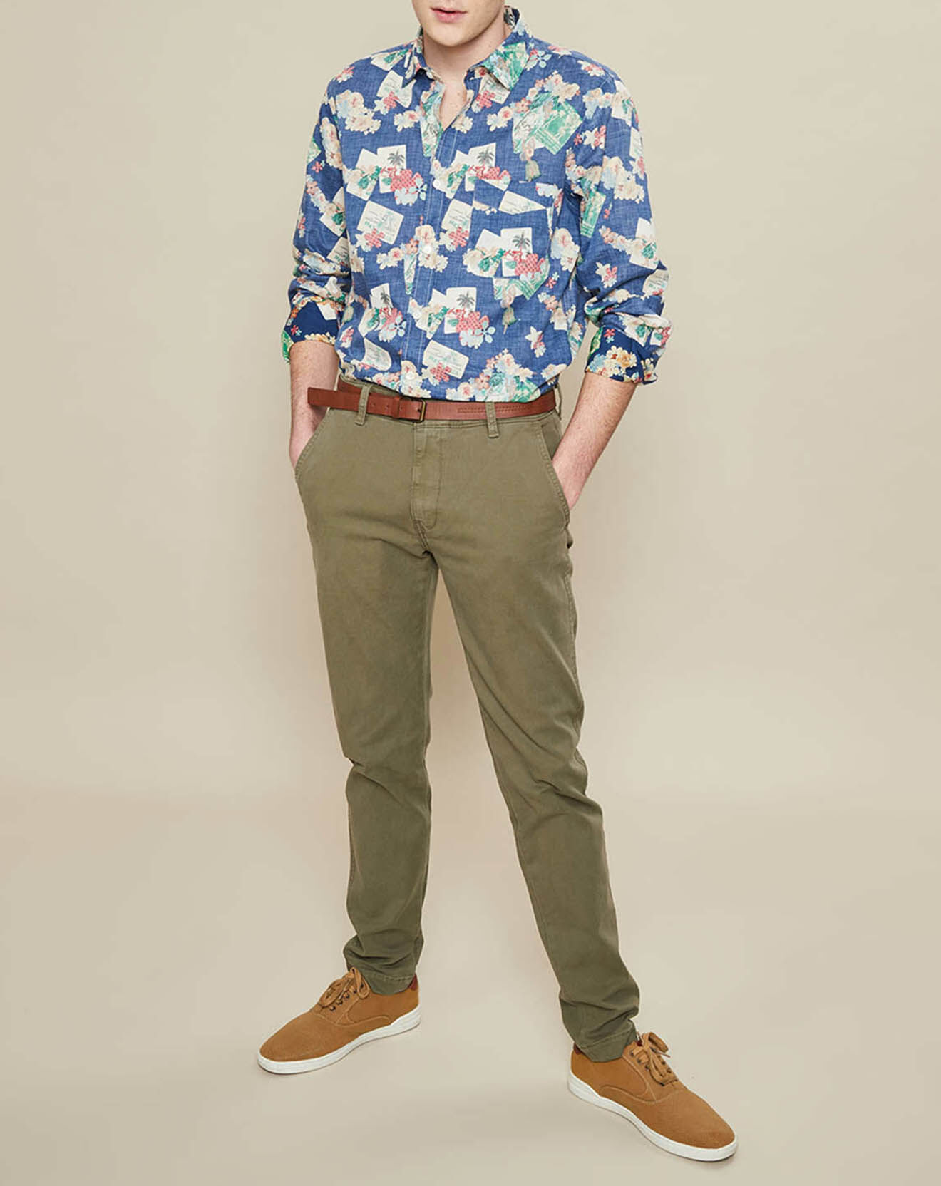 Hartford Chemise slim Storm imprimée bleue