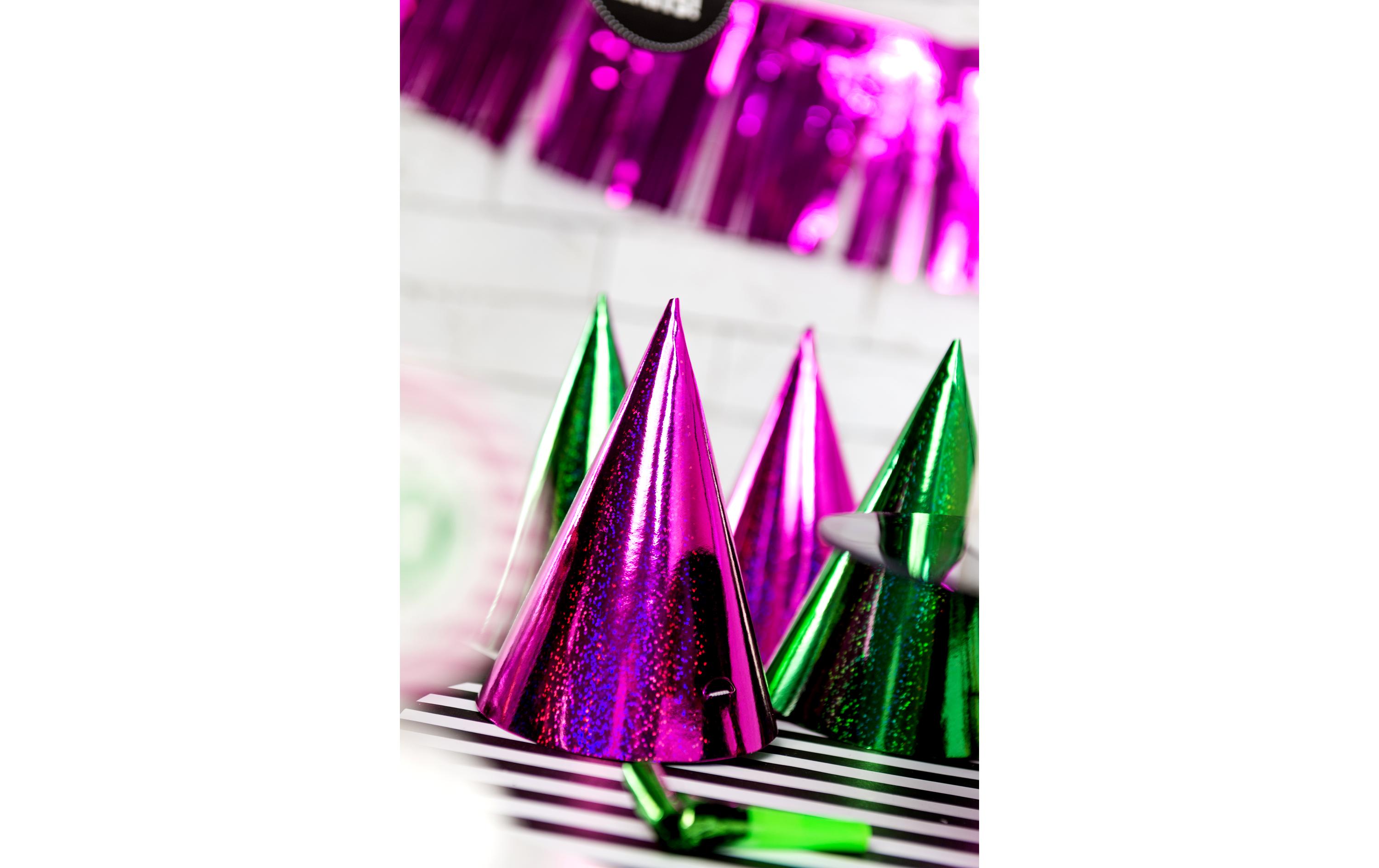 Partyhüte holografisch Mehrfarbig, 16 x 10 cm, 20 StückHolografische Kappen in 6 Farben