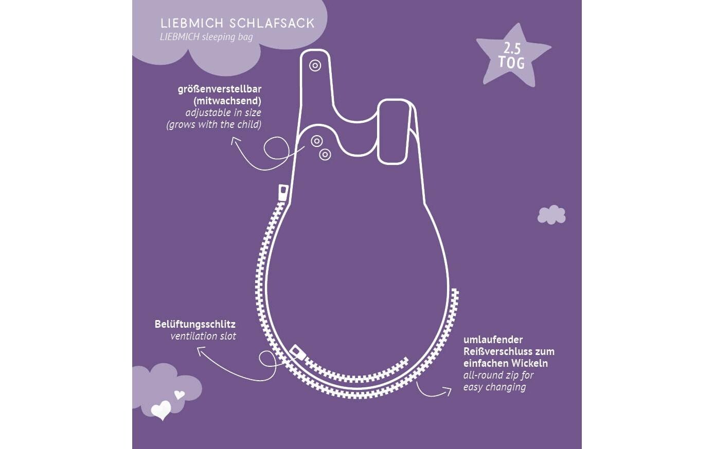 Baby-Ganzjahresschlafsack jeansblau 62/68Hochwertiger Babyschlafsack aus Baumwollmusselin