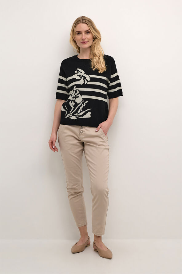 Cream CRDela Knit Blouse Pitch black scroll stripe