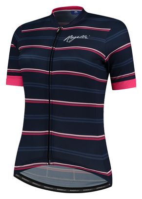 Maillot Manches Courtes Velo Rogelli Stripe - Femme - Bleu/Rose