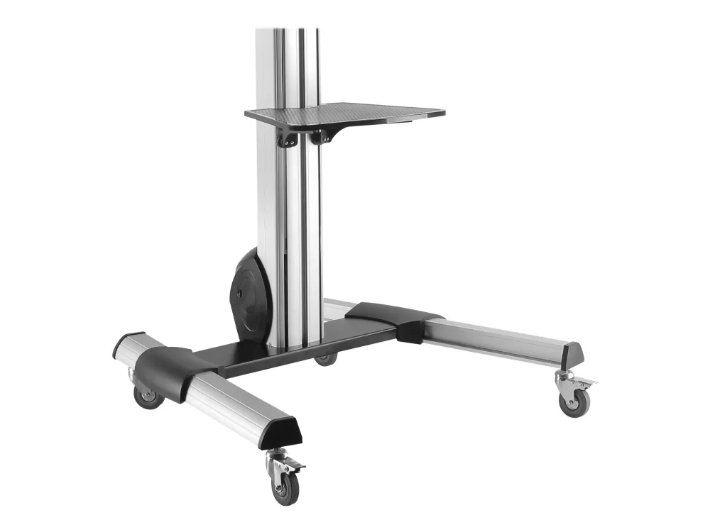 StarTech.com Heavy Duty Rolling Portable TV Cart Stand with Wheels - 32 to 75 inch - Adjustable Rotating Mobile Flat Panel Screen Mount (STNDMTV70) - Vogn med hjul - for fladt panel - plastik, aluminium, stål - sort, sølv - skærmstørrelse: 32