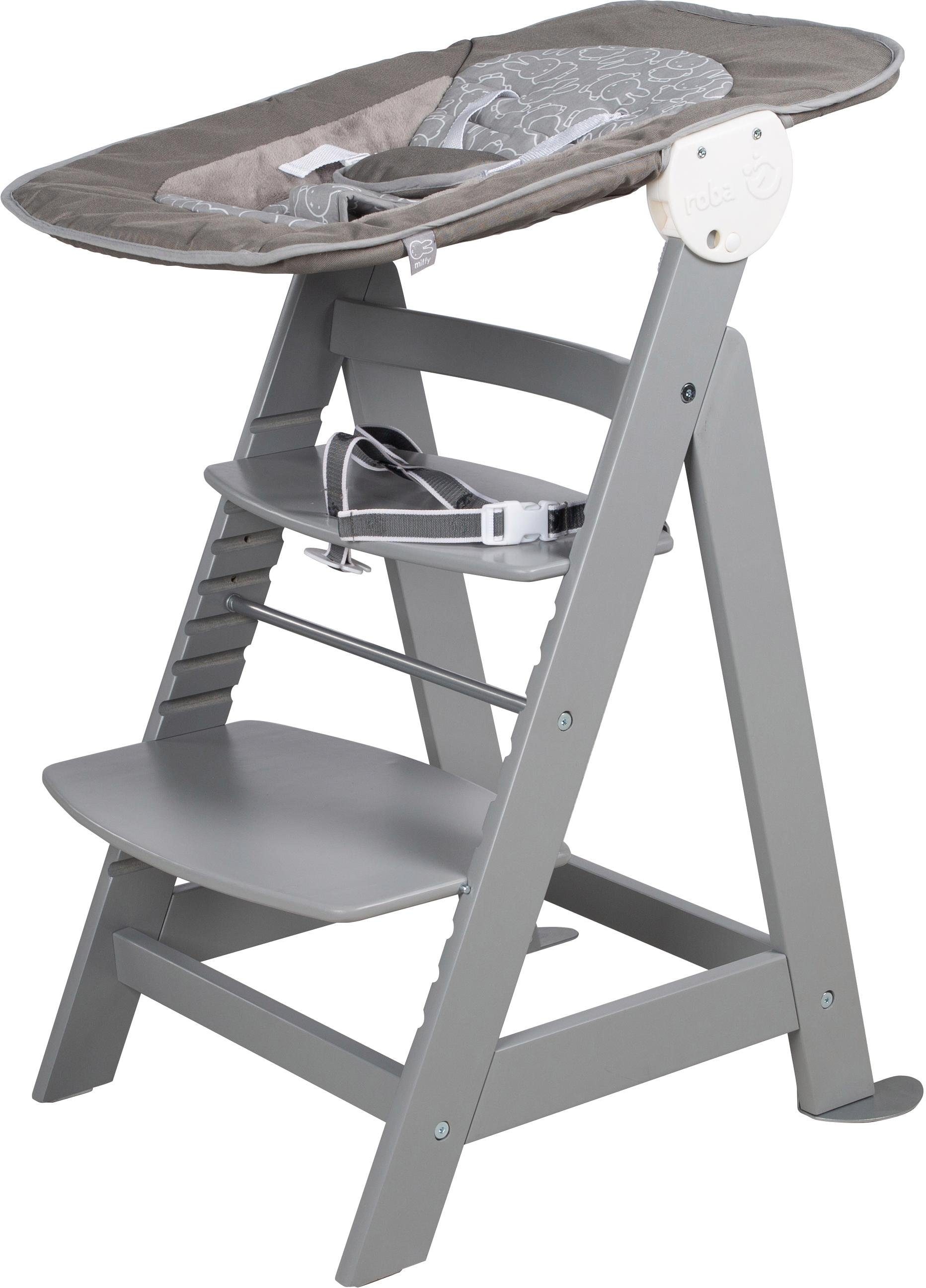 roba® Hochstuhl »Treppenhochstuhl 2-in-1 Set miffy®, Born Up« () mit Neugeborenen-Aufsatz