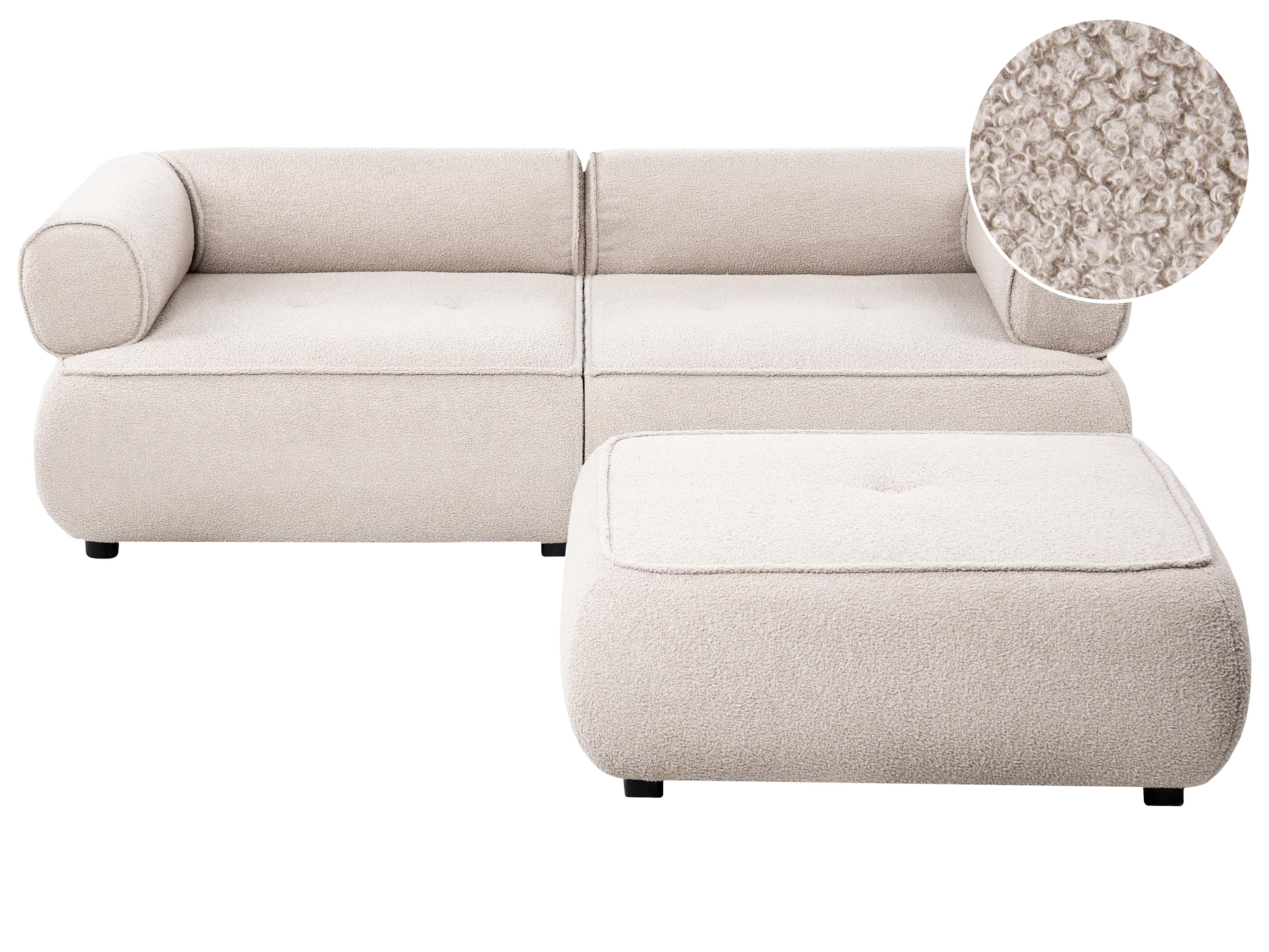 Bank 3-zits SALLA Bouclé Beige met ottomaan