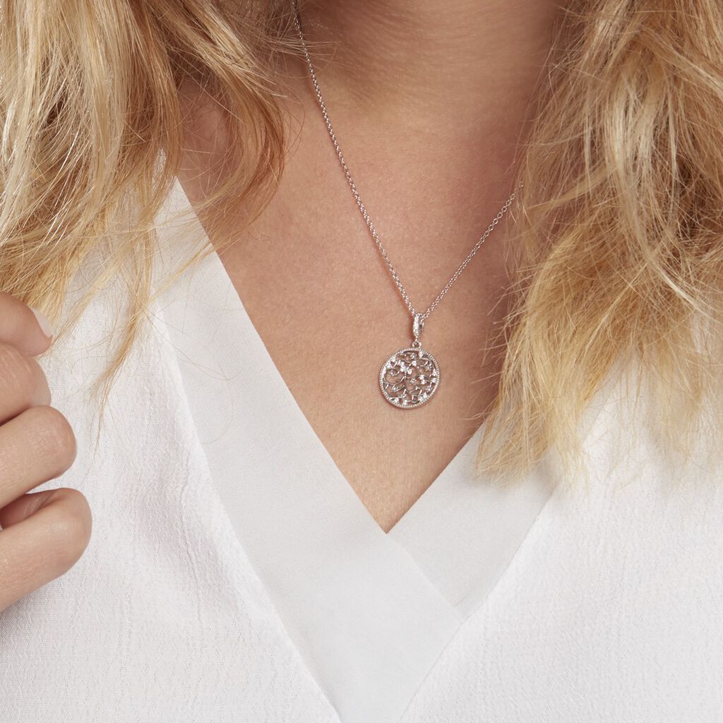 Collier Argent Plantain Oxydes De Zirconium