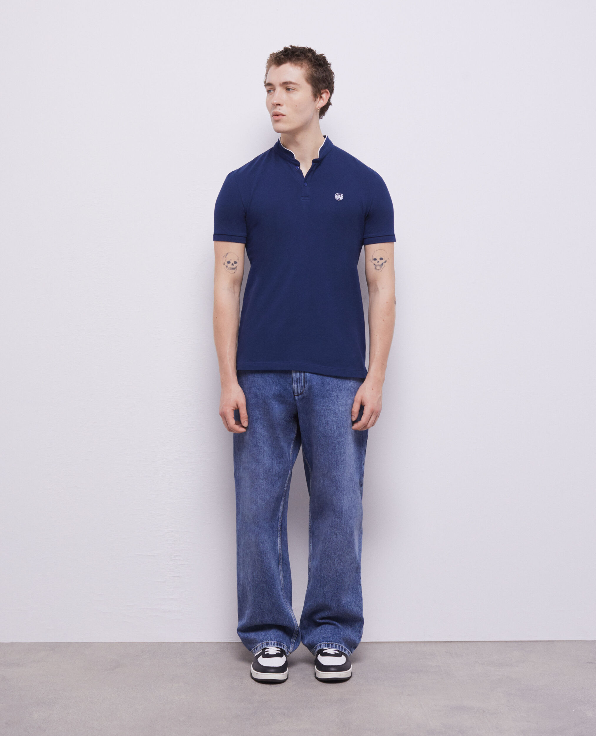 Polo col officier bleu marine